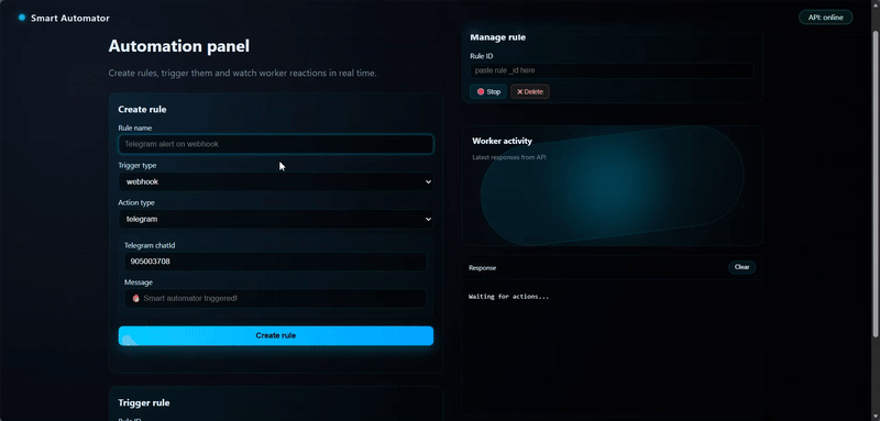 Smart Automator interface and triggers overview